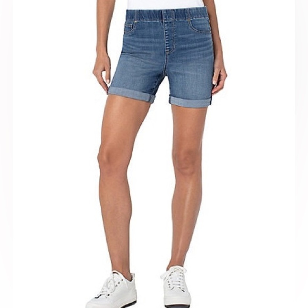 (B51) Liverpool LA Marley Mid Rise Girlfriend Crosshatch Denim Shorts, Size 29/8